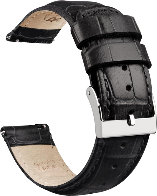 HOTRitche Christmas Gift Quick Release Leather Watch Bands Genuine Leather Watch Strap for Samsung Galaxy Watch 6 Band Classic 43mm 47mm 40mm 44mm 18mm, 20mm or 22mm for Men and Women, White Elephant Gifts, Stocking Stuffers for Men