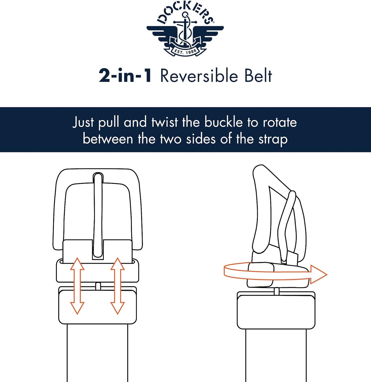 HOTDOCKERS Men's Reversible Stretch Fabric Braid Belt - Summer Belt, Golf Belt, Nautical