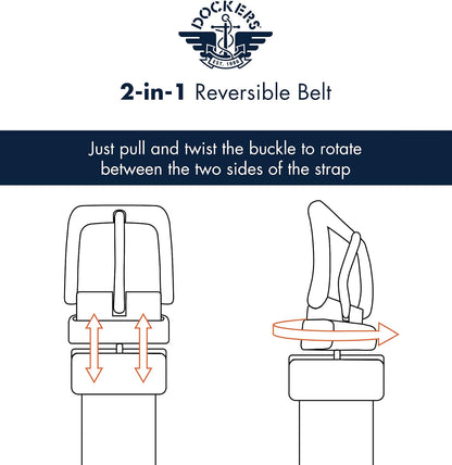 HOTDOCKERS Men's Reversible Stretch Fabric Braid Belt - Summer Belt, Golf Belt, Nautical