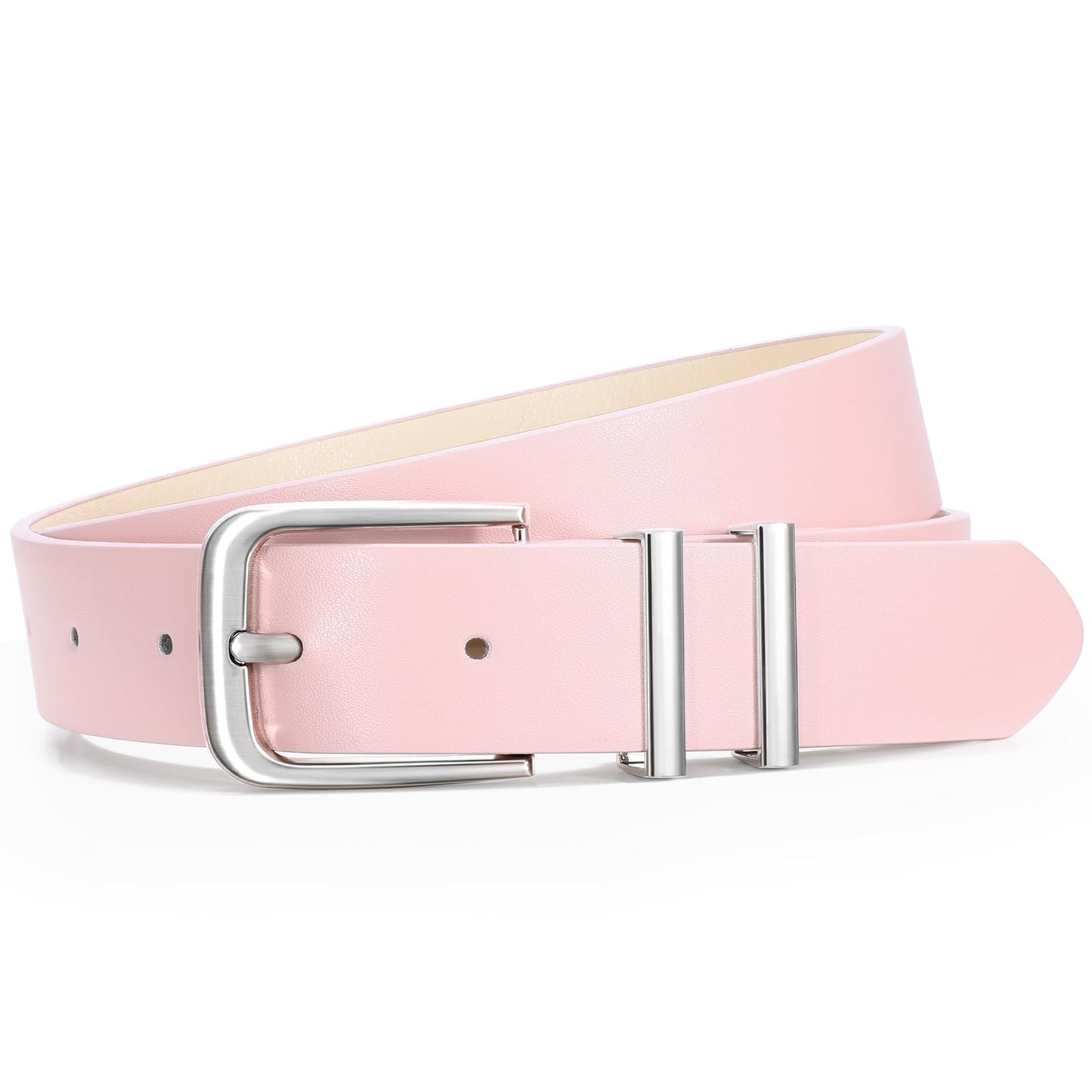 HOTVONMELLI Women's Soft Faux Leather Belt for Jeans Pants Dress Fashion Ladies Waist Belt with Gold/Silvery Buckle