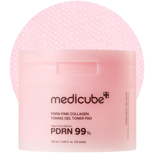 HOTmedicube Toner Pads Salmon DNA PDRN Pink Collagen Jelly Pad | Korean Gel Toner Pad | Niacinamide, Madecassoside, Retinol | Soothing, Radiance, Uneven Skin Tone | Korean Skin Care | 70 Pads (1 Pack)