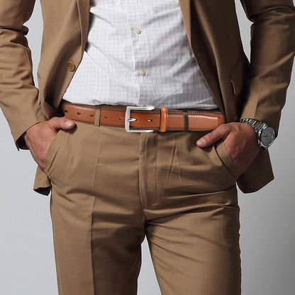 HOTDOOPAI Mens Dress Belt - Genuine Leather Dress Belts For Men,Casual Suit Jeans Belt-Single Prong Buckle black belt