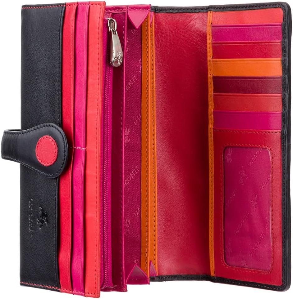 HOTVisconti P2 Neptune Soft Womans' Leather Wallet/Purse with Polka Dots (Very Berry)