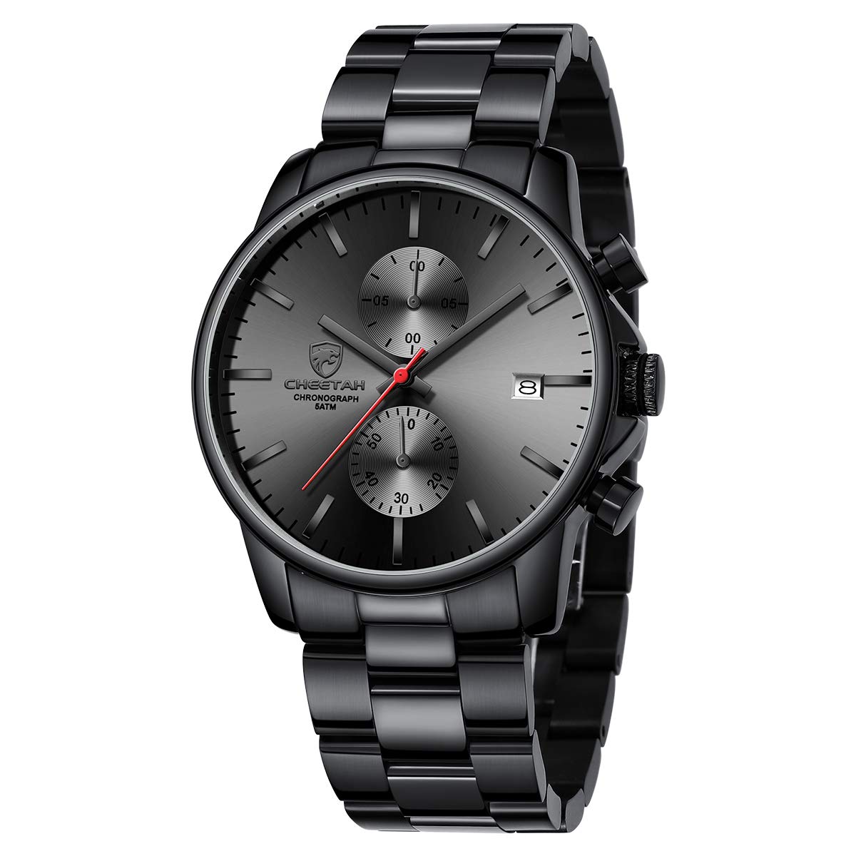 HOTGOLDEN HOUR Fashion Business Mens Watches with Stainless Steel Waterproof Chronograph Quartz Watch for Men, Auto Date