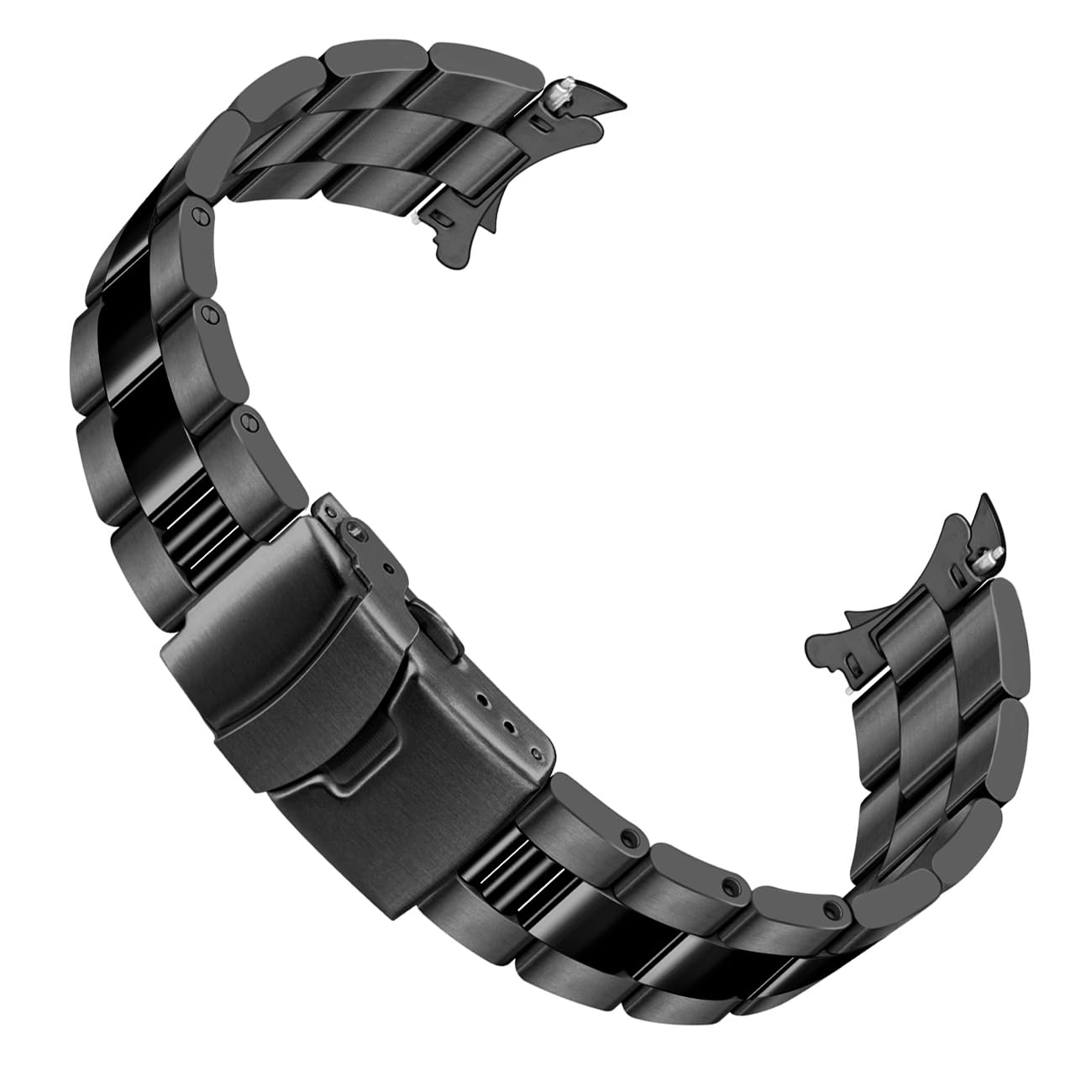HOTJuntan Stainless Steel Curved Solid End Tapered Watch Band, 18mm 20mm 21mm 22mm Watch Bands Metal Watch Strap Bracelet Replacement Deployment Double Buckle Silver Black Silver Gold