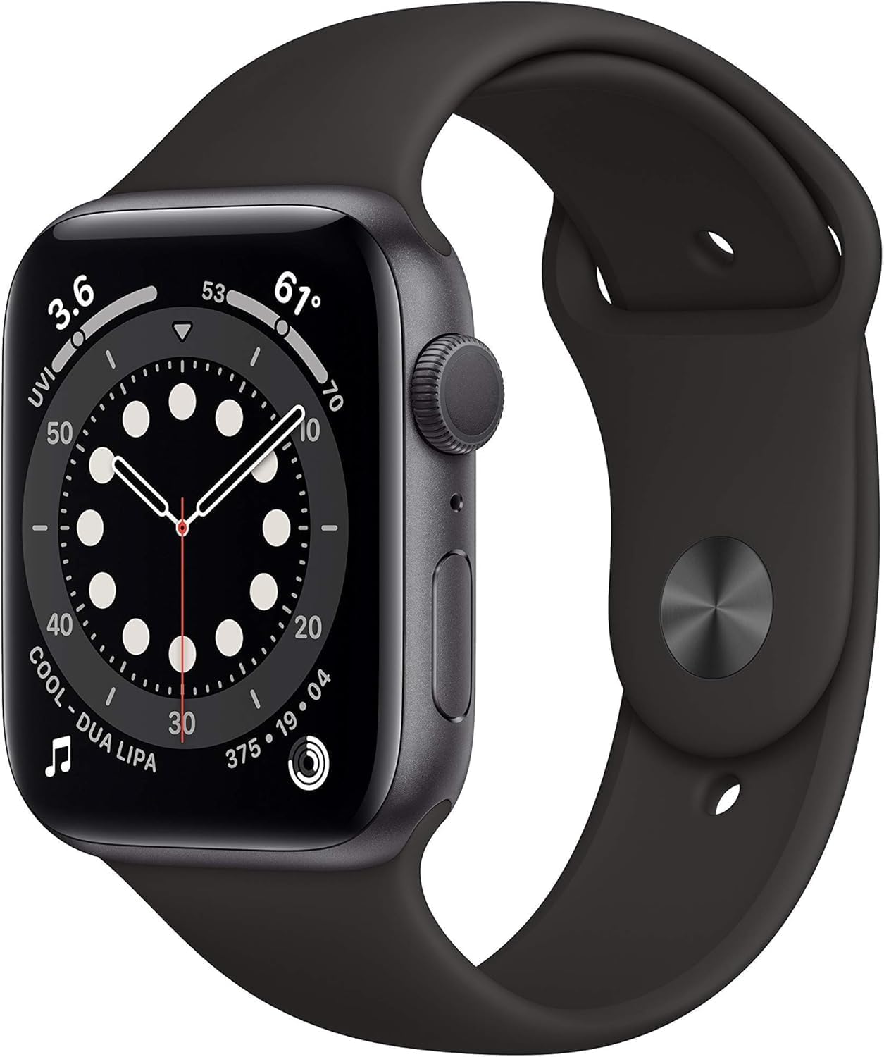 HOTApple Watch Series 6 (GPS, 44mm) - Space Gray Aluminum Case with Black Sport Band (Renewed)
