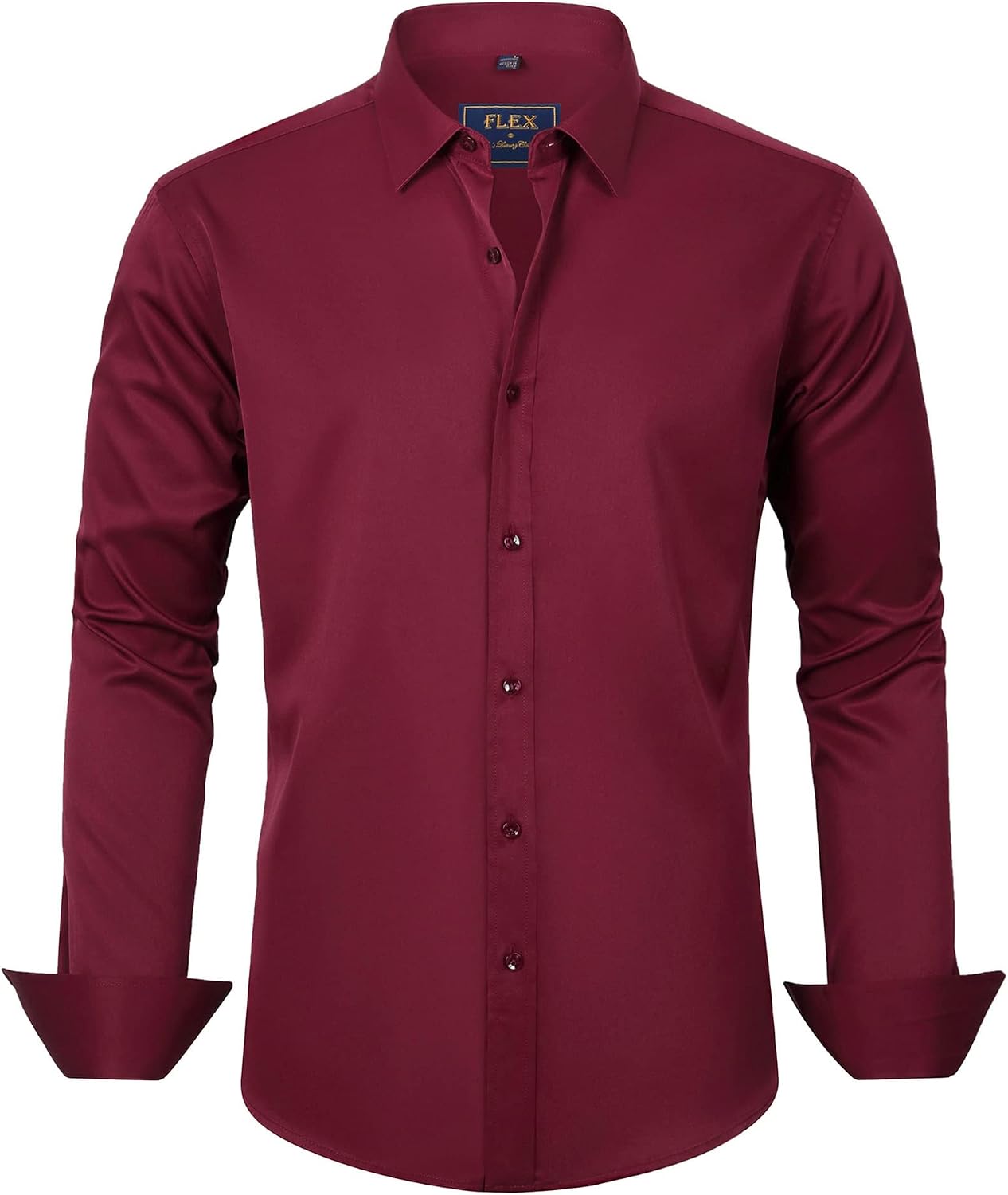 HOTJ.VER Men's Dress Shirts Solid Long Sleeve Stretch Wrinkle-Free Formal Shirt Business Casual Button Down Shirts