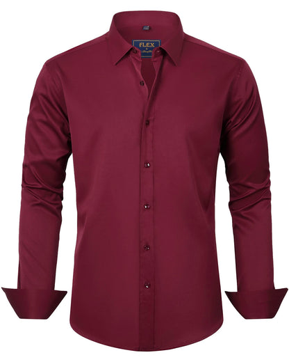 HOTJ.VER Men's Dress Shirts Solid Long Sleeve Stretch Wrinkle-Free Formal Shirt Business Casual Button Down Shirts