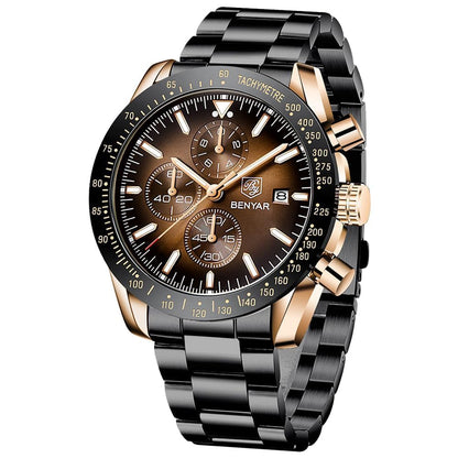HOTBENYAR Mens Watches Quartz Analog Chronograph Waterproof Wrist Watches for Men Fashion Business Work Casual Sport Dress Watch with Calendar