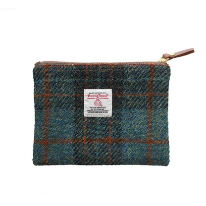 HOTHarris Tweed Coin Purse Handmade Lipstick Bag Vintage British Portable Credit Card ID Wallet with YKK Zipper for Women men (Mint Green, Large)