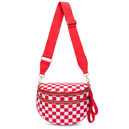 HOTPure Colour Crossbody Bum Bags for Women Spacious Checkered Cross body Bag Nylon Trendy Fanny Pack for Travel