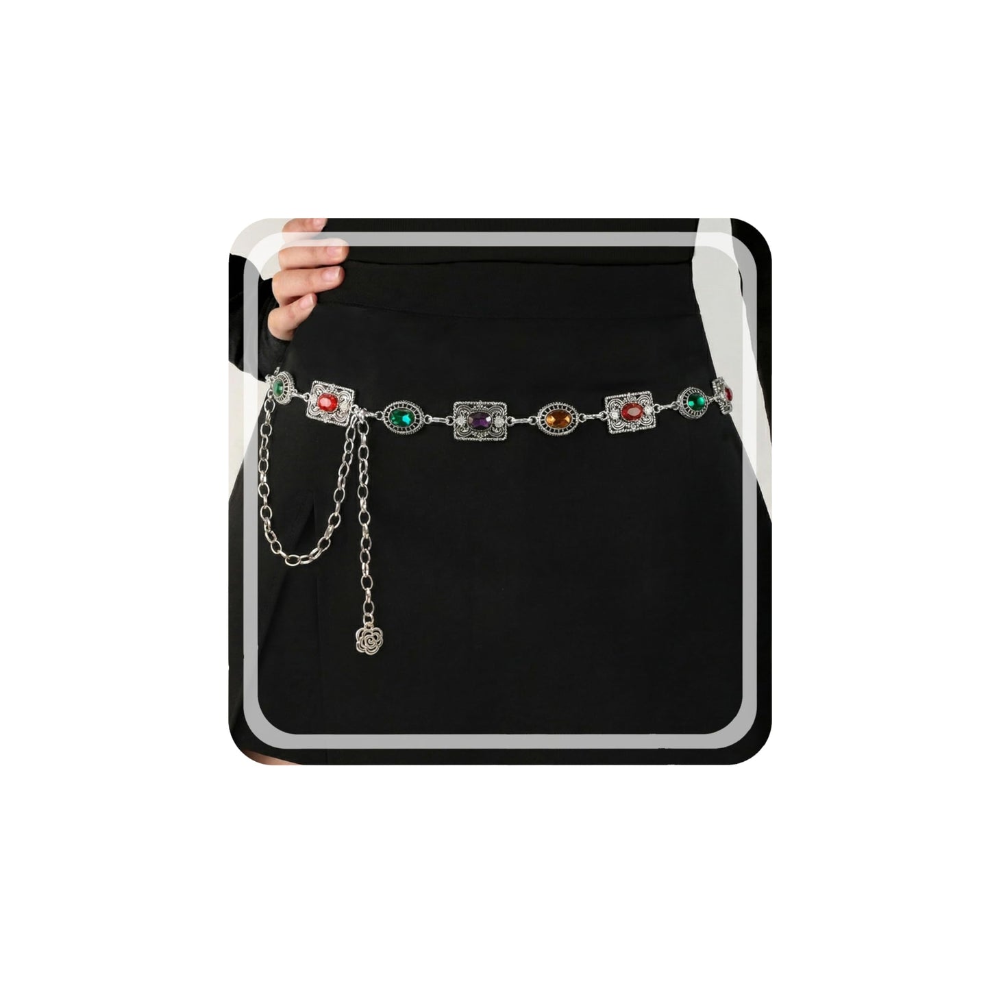 HOTRINHOO Metal Waist Chain Belt for Women Cowgirl Chain Concho Belts for Dresses Jeans Country Concert Outfit