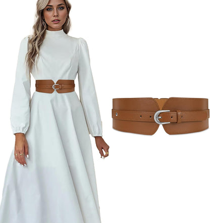 HOTSUOSDEY Womens Wide Elastic Waist Belt for Dress Ladies Stretch Cinch Belt for Women