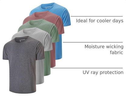 HOT5 Pack Men's Dry Fit T Shirts Athletic Running Gym Workout Short Sleeve Tee Shirts for Men