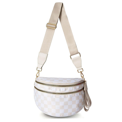 HOTPure Colour Crossbody Bum Bags for Women Spacious Checkered Cross body Bag Nylon Trendy Fanny Pack for Travel