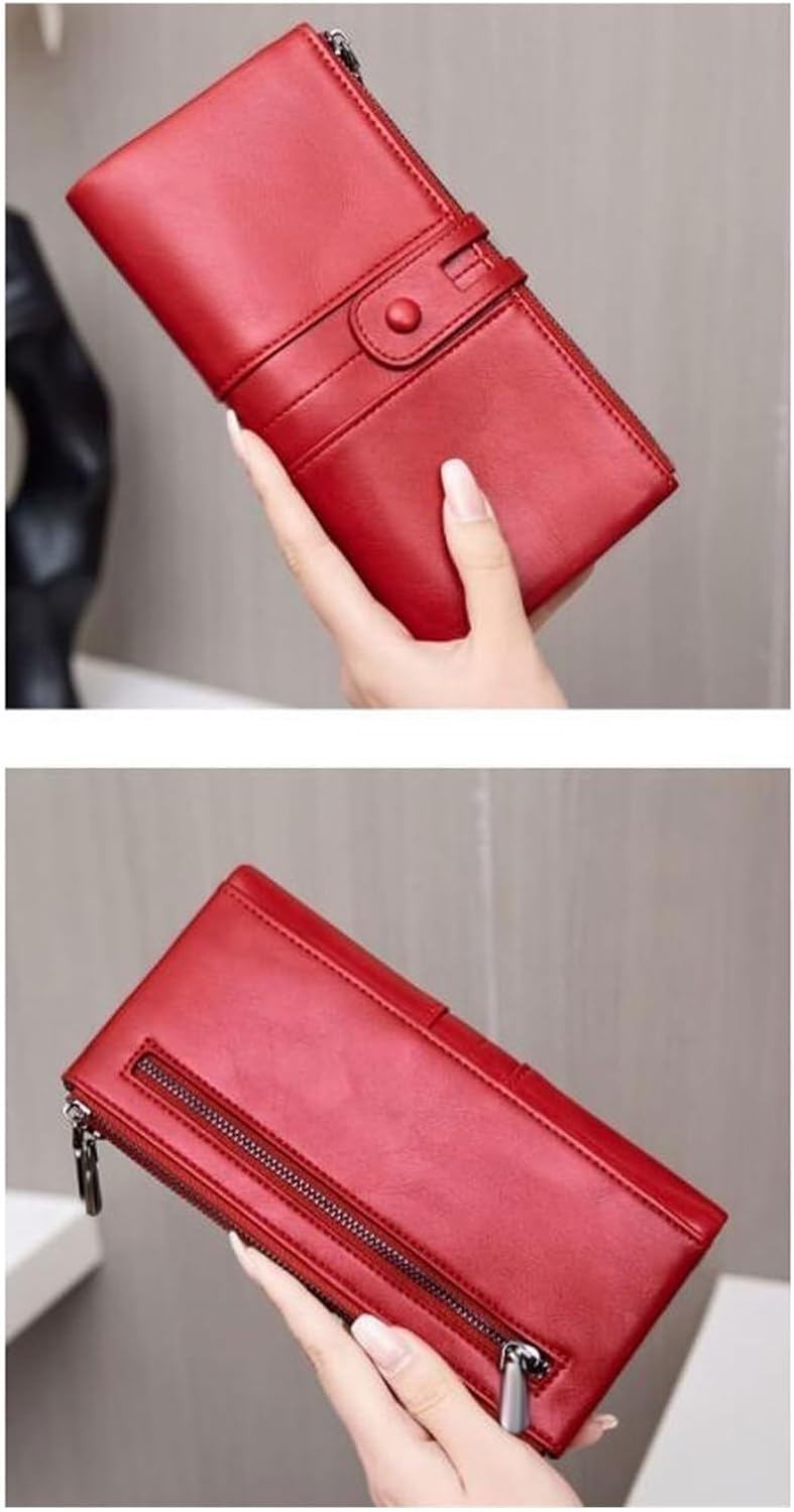 HOTHandbags Business Wallets Women's Money Clips Leather Card Cases Purses Blocking Wallet Money Organisers,Red