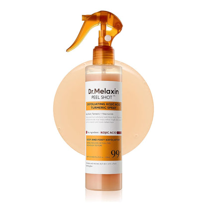 HOTDr.Melaxin Peel Shot Kojic Acid Turmeric Body Exfoliator Spray 6.76 fl.oz - AHA PHA Niacinamide Body Scrub for KP Bumps, Dark Spots, Uneven Skin Tone, Dead Skin, Korean Skin Care