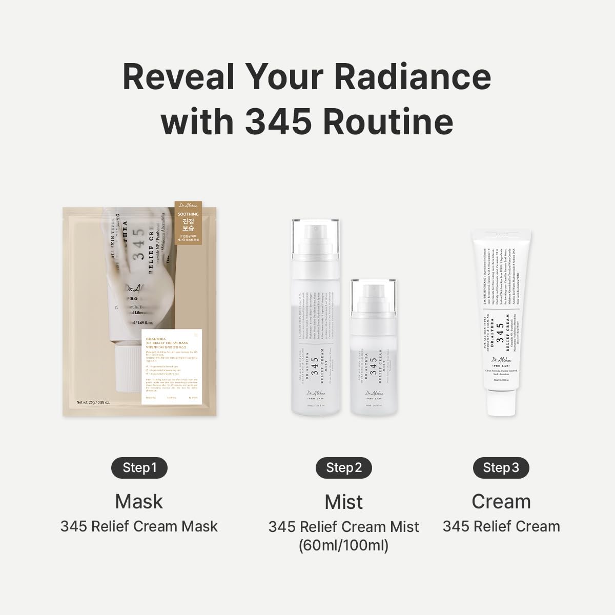 HOTDr.Althea 345 Relief Cream, Korean Skincare, 1.69 Fl Oz (Ver.2 - Pack of 1) | PDRN, Hyaluronic Acid for Instant Hydration, Blemish, Post-Acne Vegan Face Moisturizer with Centella, Non-comedogenic