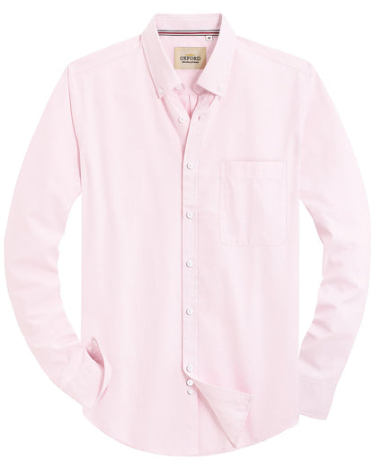 HOTAlimens & Gentle Mens Solid Oxford Shirt Long Sleeve Dress Shirt Work Casual Button Down Shirts with Pocket