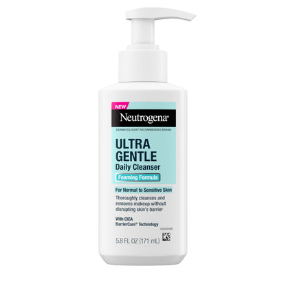 HOTNeutrogena Ultra Gentle Foaming Facial Cleanser, Fragrance Free Hydrating Face Wash for Sensitive Skin, Daily Non Over Drying Makeup Remover, Hypoallergenic, Soap & Dye Free, Non-Comedogenic, 16 Fl Oz