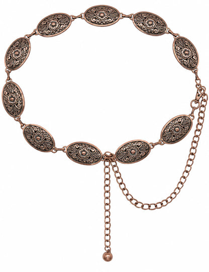 HOTTOPACC Western Metal Concho Belt for Women Cowgirl Chain Belts for Dresses Jeans Country Concert Outfit