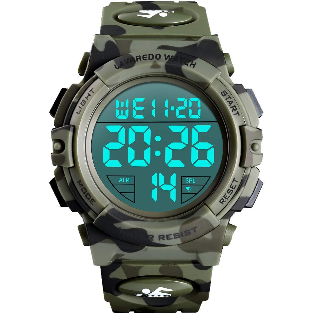 HOTL LAVAREDO Mens Digital Watch Sports Military Watches Waterproof Outdoor Chronograph Wrist Watches for Men with LED Back Ligh/Alarm/Date