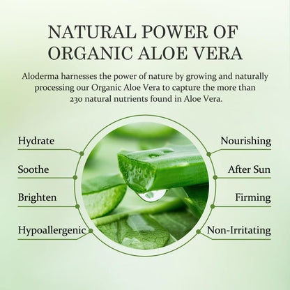 HOTAloderma Aloe Vera Gel Made within 12 Hours of Harvest with 96% Pure Organic Aloe Vera for Skin, Scalp, & Hair, Soothing Aloe Face Moisturizer, Multipurpose, Hydrating Aloe Gel, 7.05oz