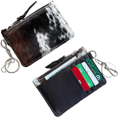 HOTChic Cowhide Keychain Wallet with Credit Card Holder, Coin Purse - Ideal Gifts for Her