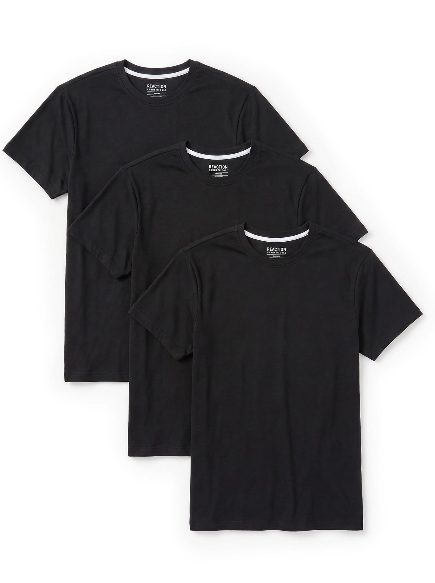HOTKenneth Cole REACTION Mens T-Shirt Pack of 3 | UPF 50+ Cotton/Spandex Jersey Slim Fit White T Shirts for Men Pack