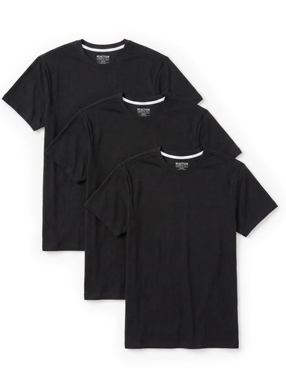 HOTKenneth Cole REACTION Mens T-Shirt Pack of 3 | UPF 50+ Cotton/Spandex Jersey Slim Fit White T Shirts for Men Pack