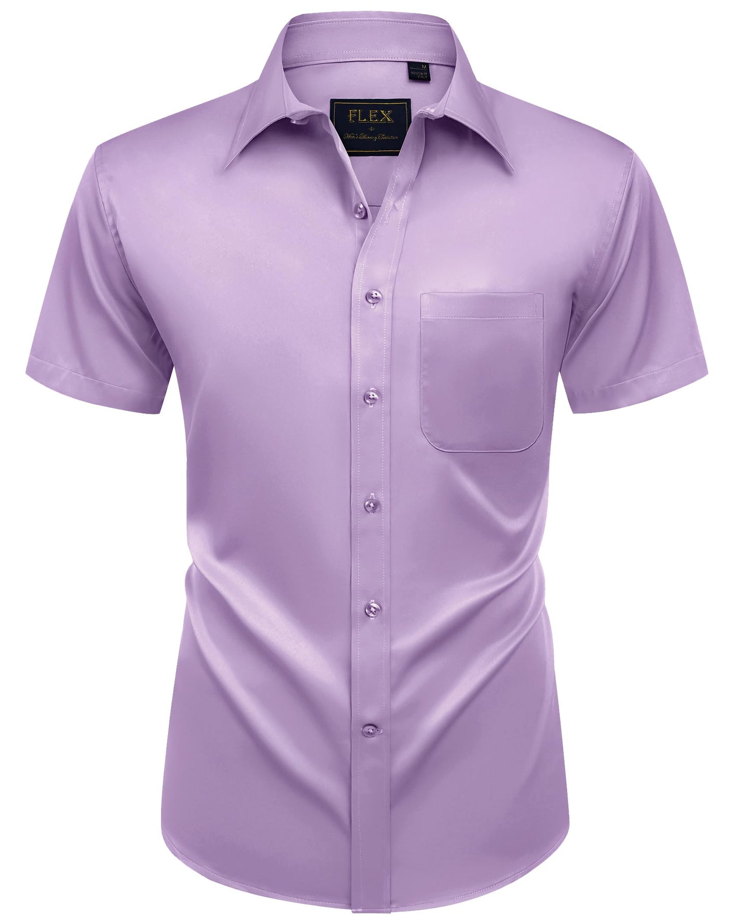 HOTAlimens & Gentle Mens Short Sleeve Dress Shirts Wrinkle Free Solid Casual Button Down Shirts with Pocket