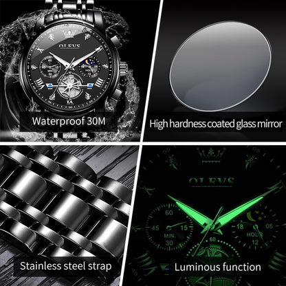 HOTOLEVS Watch Men Waterproof Stainless Steel Quartz Chronograph Analog Watch