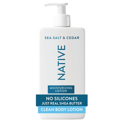 HOTNative Body Lotion, Sea Salt & Cedar, 48-Hour Hydration for Dry & Sensitive Skin, Made with Plant-Based Moisturizers like Shea Butter, Silicone & Paraben Free, 16.5 fl oz