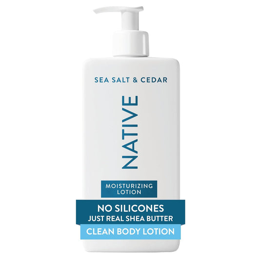 HOTNative Body Lotion, Sea Salt & Cedar, 48-Hour Hydration for Dry & Sensitive Skin, Made with Plant-Based Moisturizers like Shea Butter, Silicone & Paraben Free, 16.5 fl oz