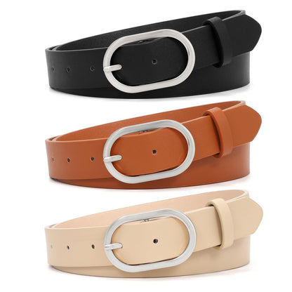 HOTXZQTIVE 3 Pack Plus Size Women's Leather Belts for Jeans Pants Dress Fashion Gold Buckle Ladies Waist Belt