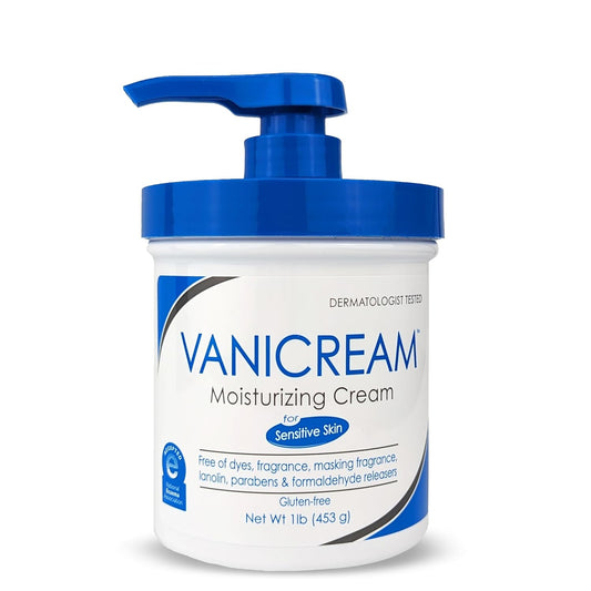 HOTVanicream Moisturizing Cream with Pump Dispenser, 16 Oz, Formulated without Common Irritants for Sensitive Skin, Body & Face Moisturizer, Restores Moisture & Soothes Irritated, Itchy Areas