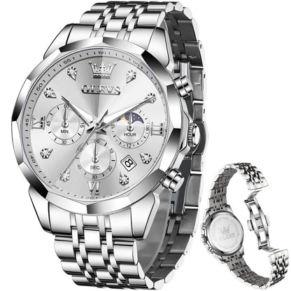 HOTOLEVS Watches for Men Luxury Diamond Casual Large Dial Watches Stainless Steel Waterproof Business Dress Analog Luminous Date Mens Watches
