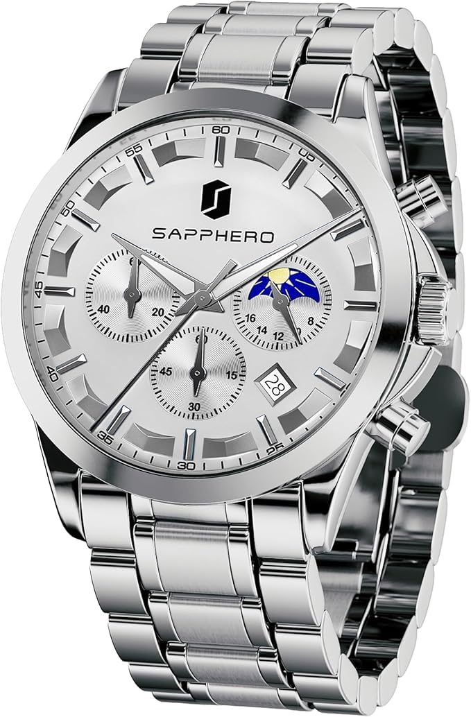 HOTBENYAR Mens Watches Analog Quartz Chronograph Waterproof Wrist Watches for Men Fashion Business Work Casual Sport Designer Dress Watch with Calendar Elegant Gifts for Men