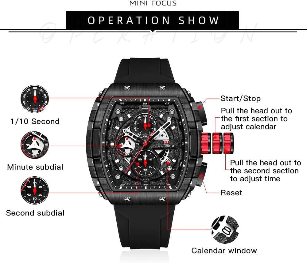 HOTMini Focus Men's Watch Fashion Sport Wrist Watches (Chronograph/Waterproof/Luminous/Calendar) Silicon Strap Quartz Watches for Men