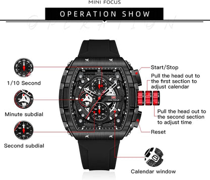 HOTMini Focus Men's Watch Fashion Sport Wrist Watches (Chronograph/Waterproof/Luminous/Calendar) Silicon Strap Quartz Watches for Men