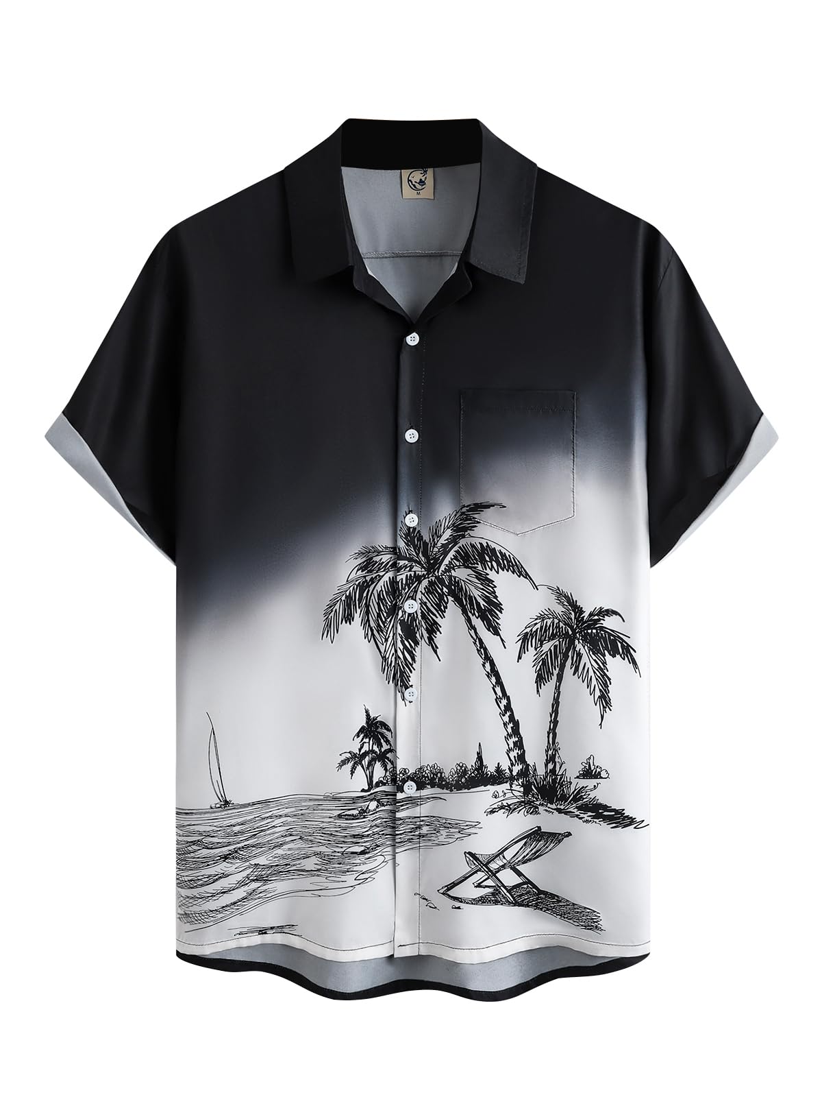 HOTHardaddy Men's Hawaiian Shirt Short Sleeves Coconut Printed Button Down Summer Beach Casual Shirts