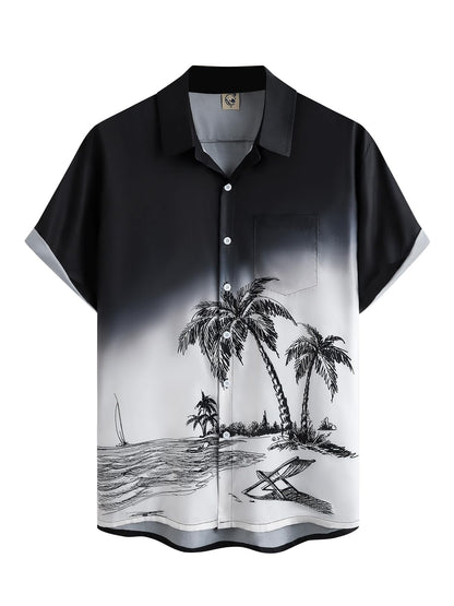 HOTHardaddy Men's Hawaiian Shirt Short Sleeves Coconut Printed Button Down Summer Beach Casual Shirts