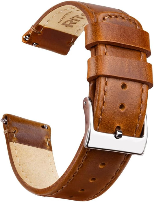 HOTRitche Christmas Gift Quick Release Leather Watch Band Leather Watch Strap 18mm 19mm 20mm 21mm 22mm 23mm or 24mm for Men and Women, White Elephant Gifts, Stocking Stuffers For Men