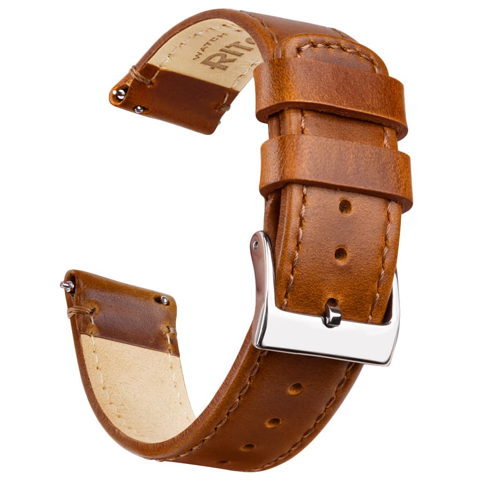 HOTRitche Christmas Gift Quick Release Leather Watch Band Leather Watch Strap 18mm 19mm 20mm 21mm 22mm 23mm or 24mm for Men and Women, White Elephant Gifts, Stocking Stuffers For Men