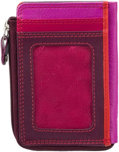 HOTVISCONTI RB110 Phi Phi Womens Leather Slim Zipped ID Credit Card Holder Wallet/Purse (Plum)