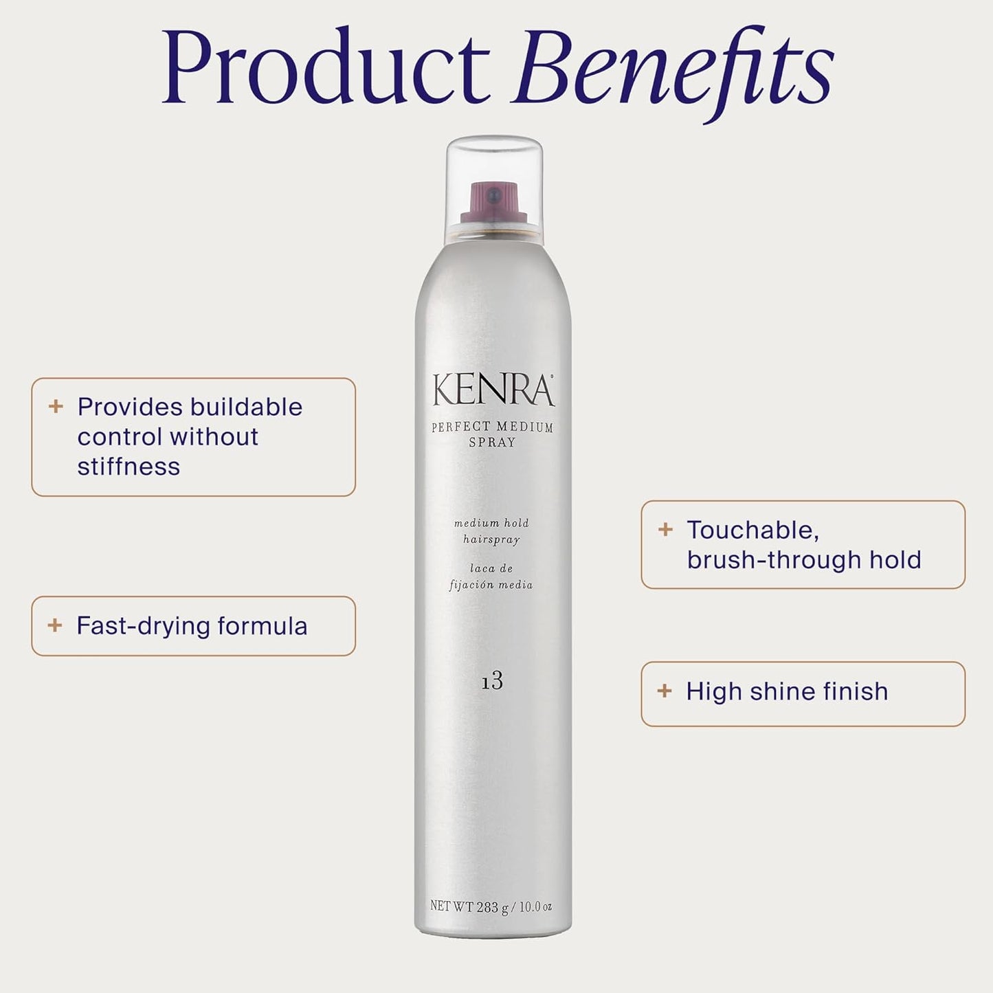 HOTKenra Professional Perfect Medium Spray 13 | Provides Styling Control Without Stiffness | Medium Hold | Fast-Drying Formulation | High Shine Finish | All Hair Types