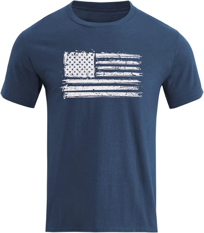 HOTH HYFOL Men's Graphic T-Shirts USA Flag Cotton Short Sleeve American Patriotic Crewneck Casual Regular Tee Shirts