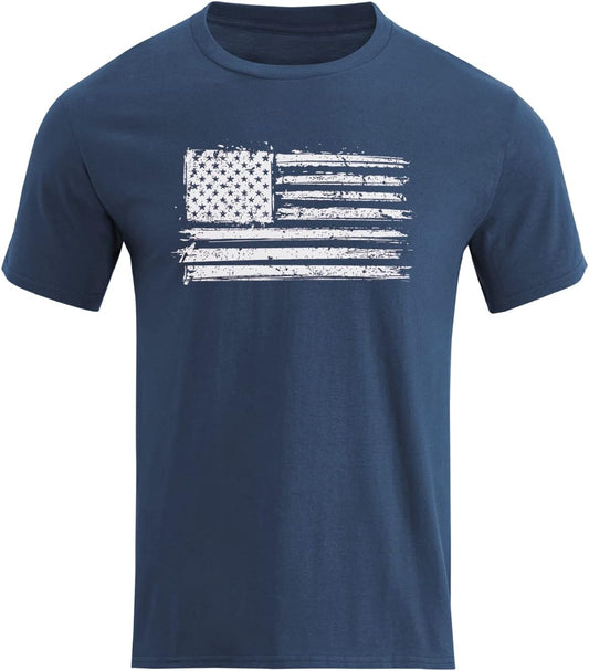 HOTH HYFOL Men's Graphic T-Shirts USA Flag Cotton Short Sleeve American Patriotic Crewneck Casual Regular Tee Shirts
