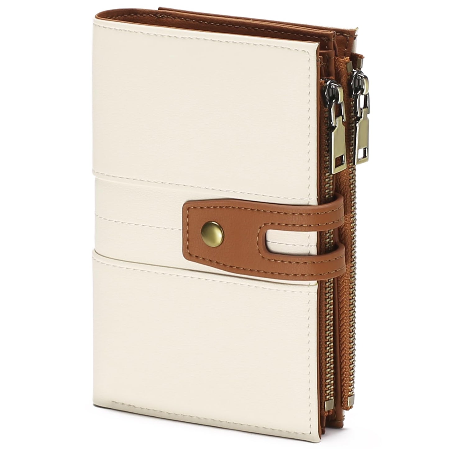 HOTGAEKEAO Wallets for Women Leather RFID Blocking Bifold Double Zipper Pockets Wallet Card Case Purse with 4 ID Windows