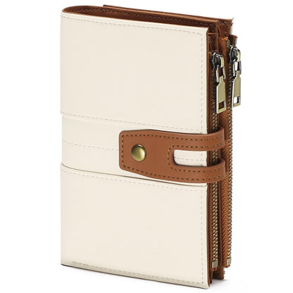 HOTGAEKEAO Wallets for Women Leather RFID Blocking Bifold Double Zipper Pockets Wallet Card Case Purse with 4 ID Windows
